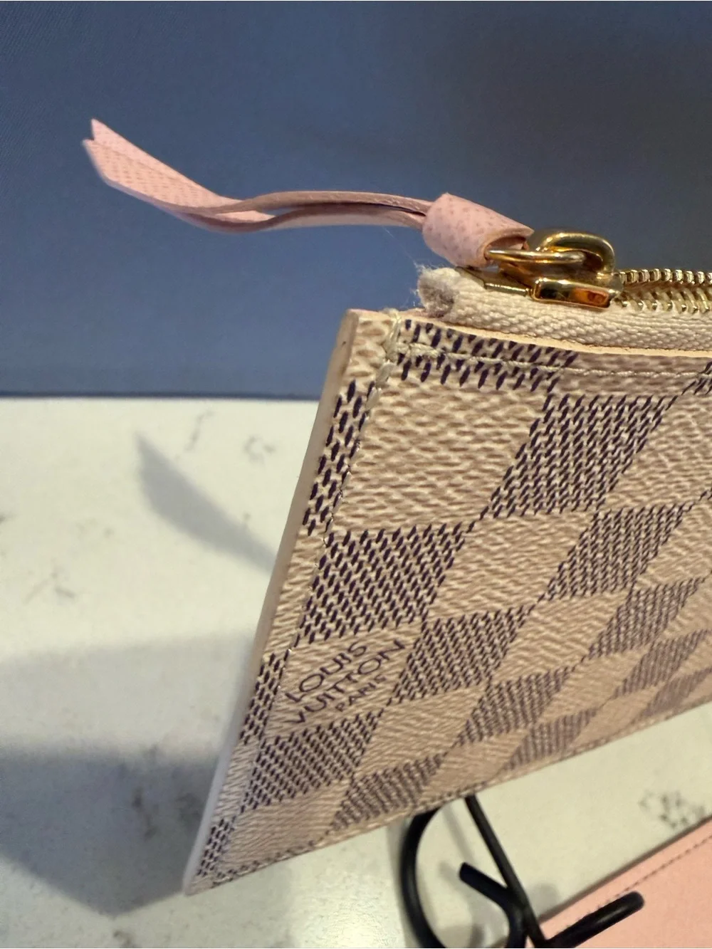 Louis Vuitton Pink Card Holder with Damier Azur Zip Pouch